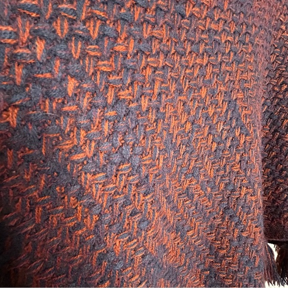 Style & Co Rust /Blue Woven Knit Poncho w/Long Tassel Hem Detail Sz S/M - Picture 6 of 9